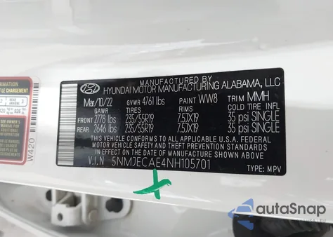 2022 Hyundai Tucson Limited z USA, uszkodzony, nr VIN 5NMJECAE4NH105701